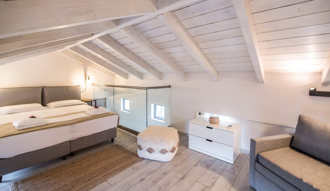 Villa Irene in vasiliki lefkada, the luxury bedroom with loft style