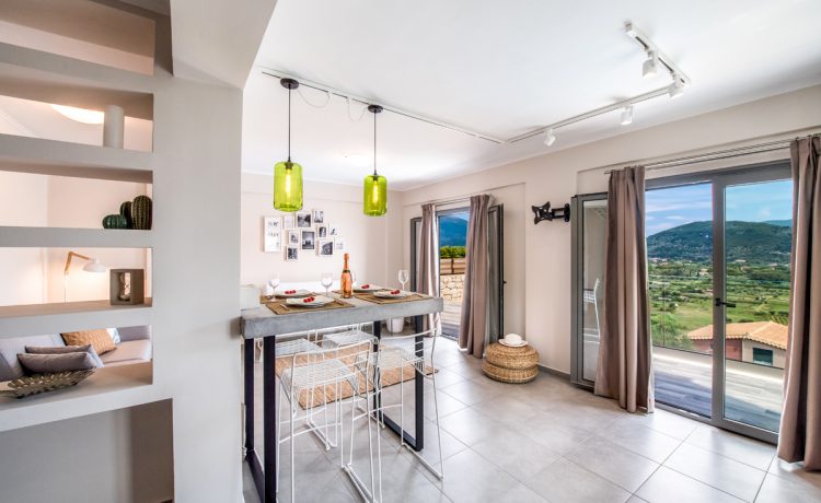 Villa Irene in vasiliki lefkada, open living room with panoramic view