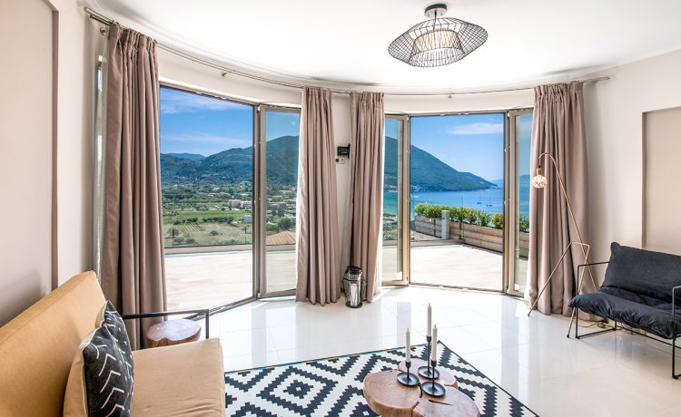 Villa maria in vasiliki lefkada the lounge area with panoramic views