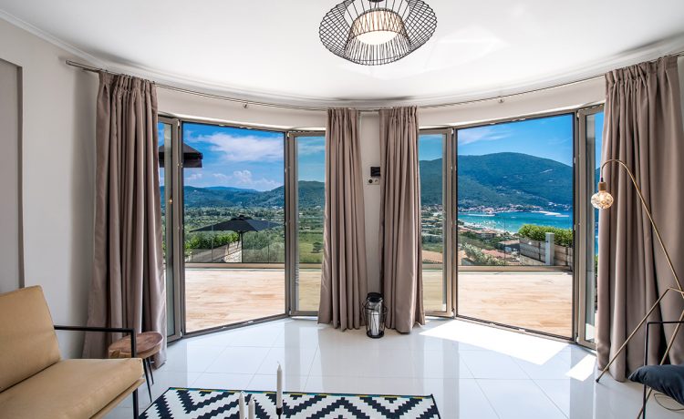 Villa Maria in vasiliki lefkada the lounge area with balcony view